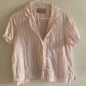 Everlane Pink Striped Linen shirt - size 2